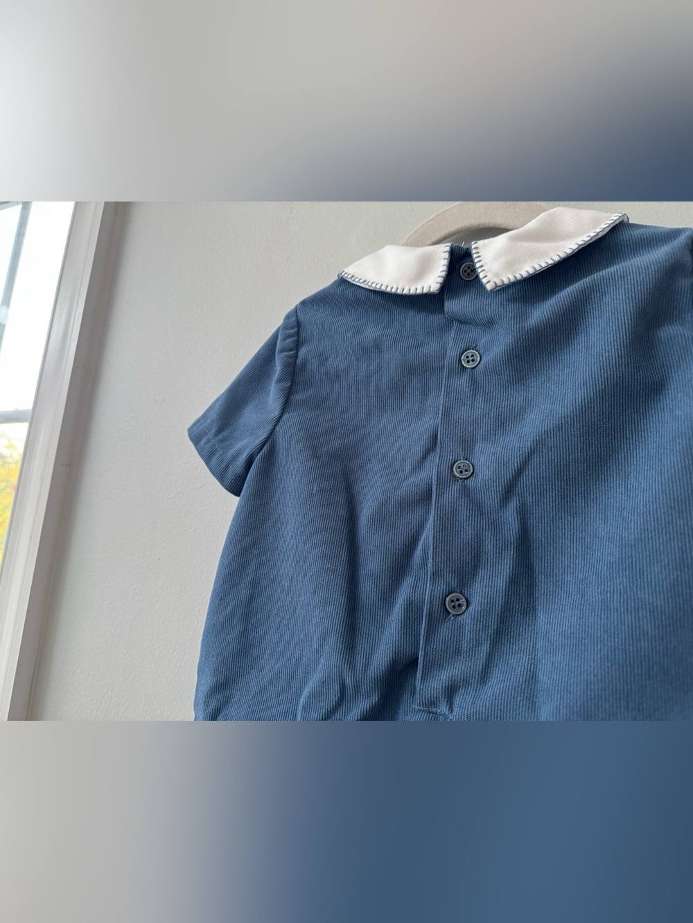 Edgehill Collection Baby Boys Peter Pan Collar Corduroy Romper - Picture 4 of 7